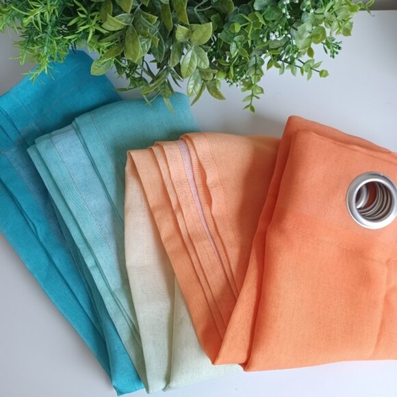 Modern Ombre Sheer Curtains | Set of 2 Panels | 52x72 | Grommet Top | Semi Sheer - Picture 5 of 6